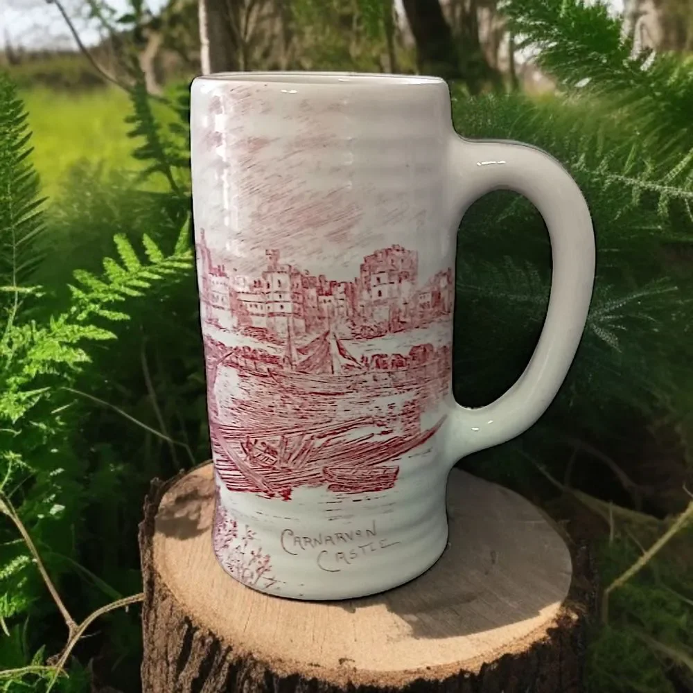 Royal Staffordshire Wilkinson‎ Tankard Stein Mug ANTIQUE Carnarvon Castle Red.